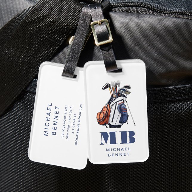Modern Golfer Sport Monogram Luggage Tag (Modern Golfer Sport Monogram Luggage Tag)