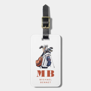 Modern Golfer Sport Monogrammed Luggage Tag