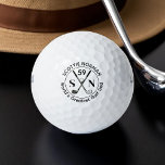 Modern Golfer 'World's Greatest Golf Dad'  Golf Balls<br><div class="desc">Birthday gift ideas for golfers... stylish black and white design with his name and two initials, with crossed clubs, and custom number 59 (his age) and the words 'World's Greatest Golf Dad'... for the greatest golf-player in your life, a dad or husband who loves golfing. Add a personal touch to...</div>