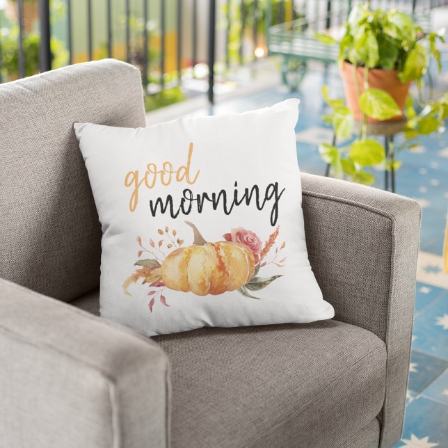 Modern Good Morning Pumpkin Quote Cushion (Creator Uploaded)