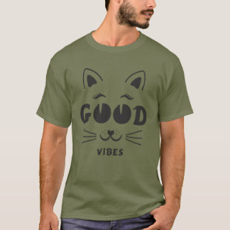 Modern Good Vibes Cat Face - Minimalist Feline Typ T-Shirt