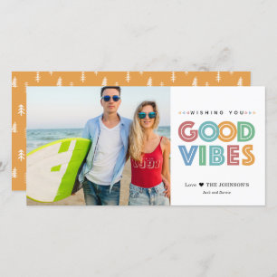 Modern Good Vibes Colourful Photo Holiday Card