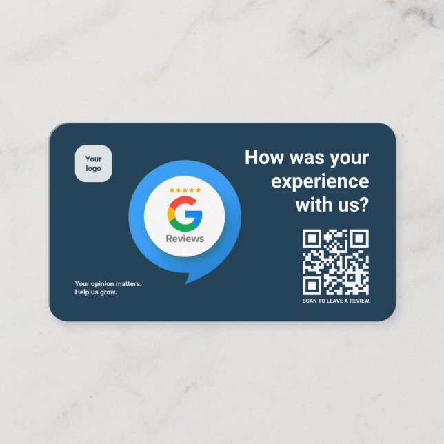 Modern Google Review QR Card | How Was Your Experi (Front)