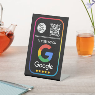 Modern Google Review QR Code Business Black Pedestal Sign