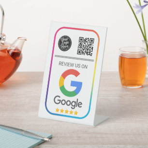 Modern Google Review QR Code Business Pedestal Sign