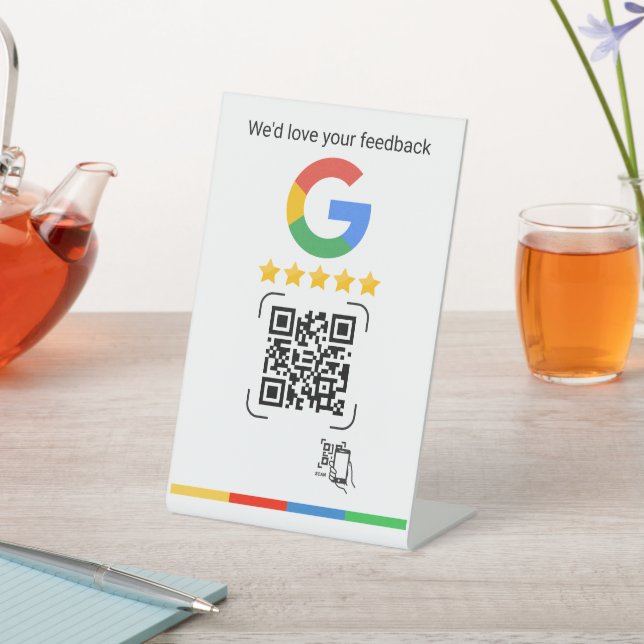 Modern Google Review QR Scan Stand Pedestal Sign (In SItu)