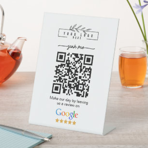 Modern Google Reviews Business Link QR Code   Pedestal Sign
