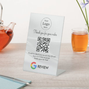Modern Google reviews qr code tabletop sign