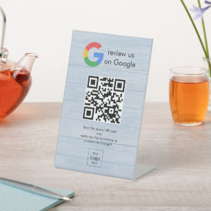 Modern Google reviews qr code tabletop sign