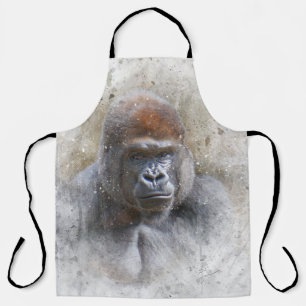 Modern Gorilla Portrait Wildlife Photography Apron