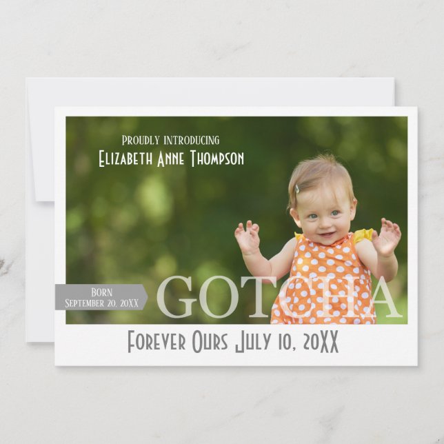 Modern Gotcha Day - Adoption Announcement (Front)