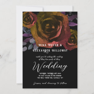 Modern Goth Dark Roses QRC Invitation