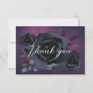 Modern Goth Purple Black Rose Thank You Card