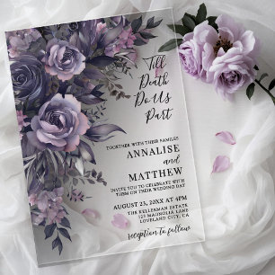 Modern Gothic Floral Wedding Acrylic Invitations