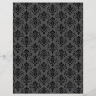 Modern Gothic Grey Black Damask Scrapbook Paper