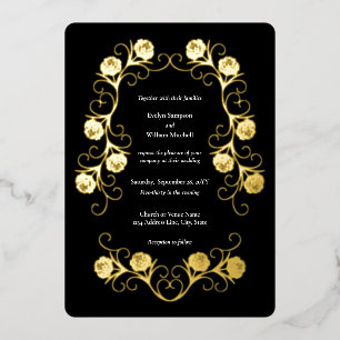 Modern Gothic Rose Swirls Black and White Wedding