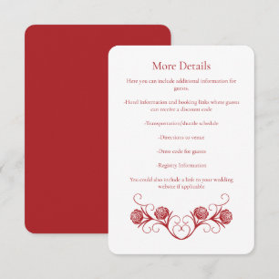 Modern Gothic Rose Swirls Crimson Red Wedding Enclosure Card