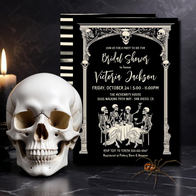 Modern Gothic Skeleton Bachelorette Bridal Shower Invitation (Creator Uploaded)
