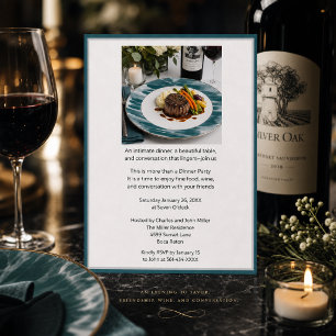 Modern Gourmet Food & Wine Dinner Party Invitation