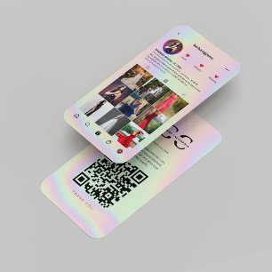 Modern Gown Bridal Boutique Holographic Instagram Business Card