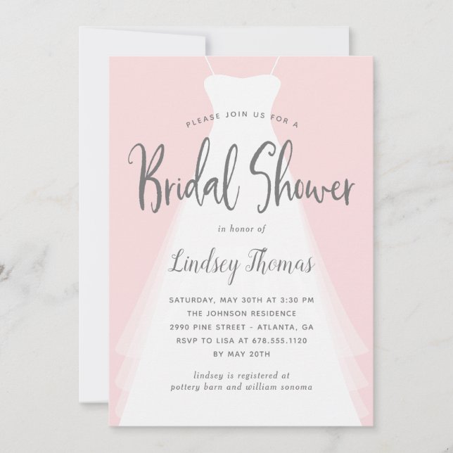 Modern Gown EDITABLE COLOR Bridal Shower Invite (Front)