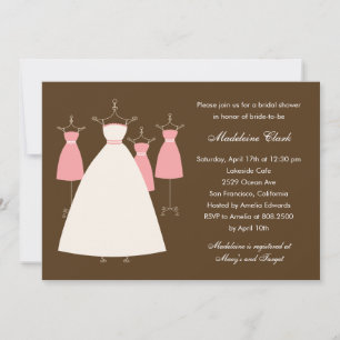 Modern Gowns Bridal Shower Invitation - Pink