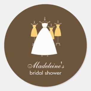 Modern Gowns Favour Stickers - Mustard