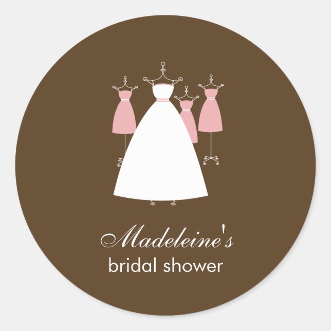 Modern Gowns Favour Stickers - Pink (Front)