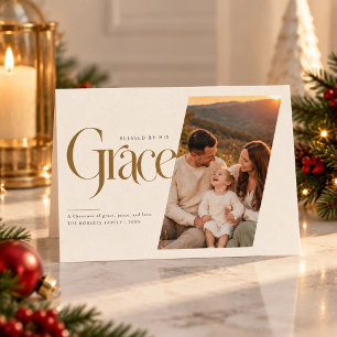 Modern Grace Religious Christian Photo Christmas Holiday Card