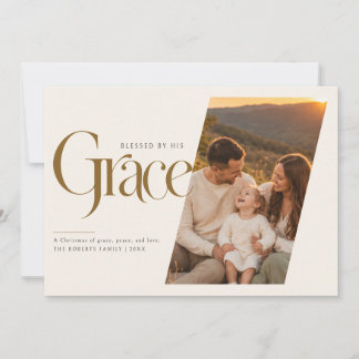 Modern Grace Religious Christian Photo Christmas Holiday Card