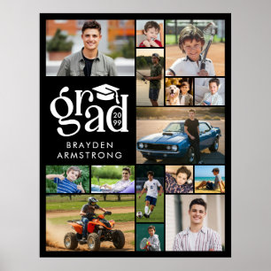 Modern Grad 15 Photo Collage Bold Type Cap Poster