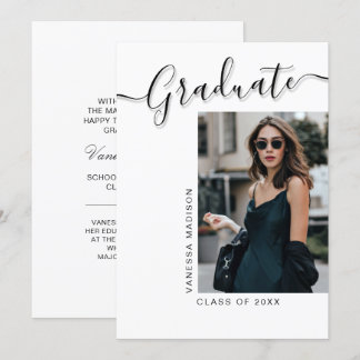 Modern Grad | 1 Photo Elegant Script Announcement
