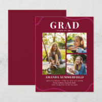 Modern Grad 2022 Burgundy Photo Graduation Party