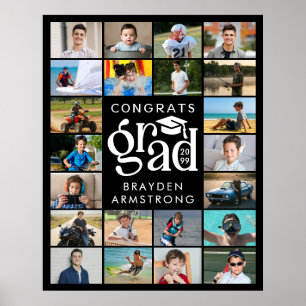Modern Grad 22 Photo Collage Bold Type Cap Poster