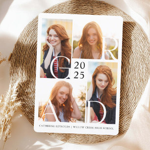 Modern Grad 4 Photos Simple Graduation Invitation