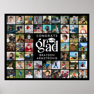 Modern Grad 54 Photo Collage Bold Type Cap Poster