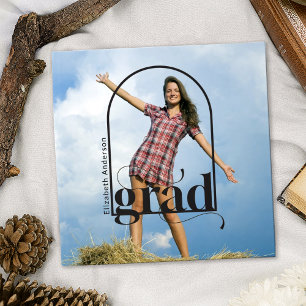 Modern GRAD Black Arch Photo Graduation Party Guest Book