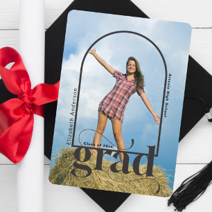 Modern GRAD Black Arch Photo Graduation Party Invitation