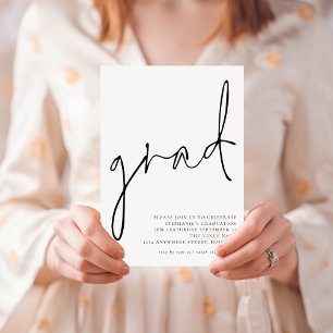 Modern Grad Black Script Graduation Party Invitation