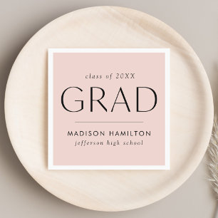 Modern Grad Blush Pink Graduation Napkin