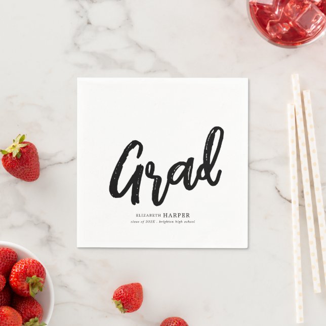 Modern Grad Brush Script Graduation  Napkin (Insitu)