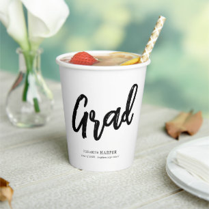Modern Grad Brush Script Graduation  Paper Cups