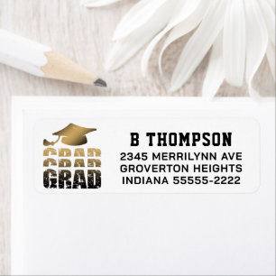 Modern GRAD Cap Gradient Black Gold Return Address