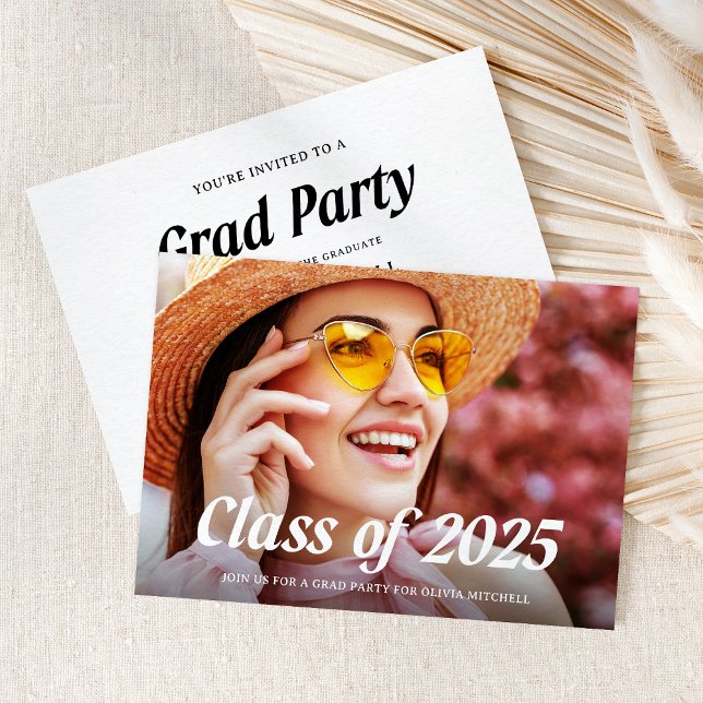 Modern Grad | Class of 2025 Photo Graduation Party Invitation (Creator Uploaded)