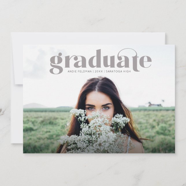 Modern Grad Full Photo Graduation Announcement (Front)