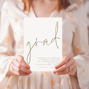Modern Grad Gold Script Graduation Party Invitation