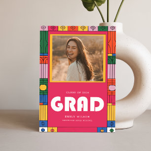 Modern Grad Graduate Photo Graduation Announcement Postcard