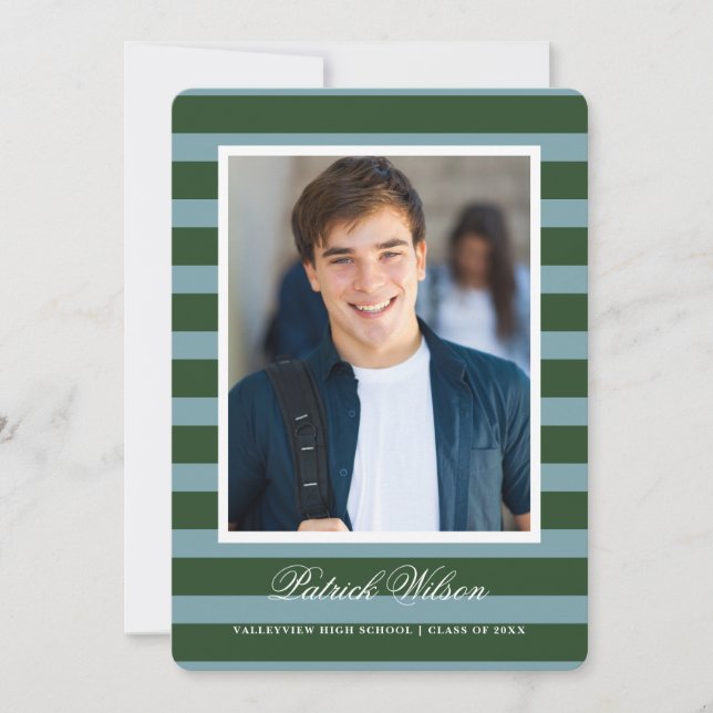 Modern Grad graduation announcement card_green (Front)