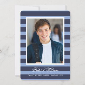 Modern Grad graduation announcement card_Navy