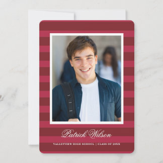 Modern Grad graduation announcement card_red